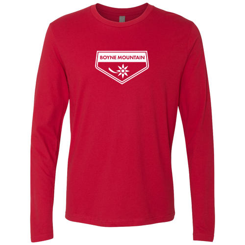 Boyne Mountain Adult Long Sleeve White Chest Logo Red 