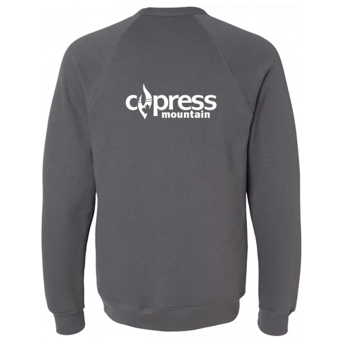 Cypress Adult Crewneck White Chest and Back Logo Asphalt 