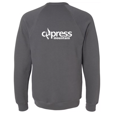 Cypress Adult Crewneck White Chest and Back Logo Asphalt 