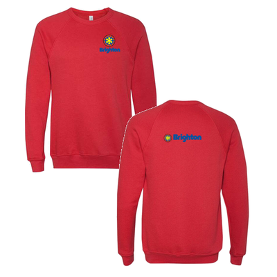 Brighton Adult Crewneck Full Color Chest and Back Logo Red 