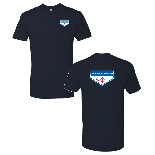 Boyne Mountain Adult T-Shirt Full Color Chest and Back Logo Midnight Navy 