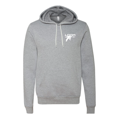 Loon Mountain Adult Hoodie White Chest and Back Logo Athletic Heather