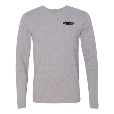 Cypress Adult Long Sleeve Black Chest and Back Logo Heather Grey 