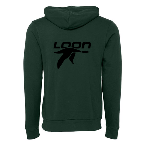 Loon Mountain Adult Hoodie Black Chest and Back Logo Forest