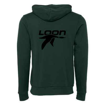 Loon Mountain Adult Hoodie Black Chest and Back Logo Forest
