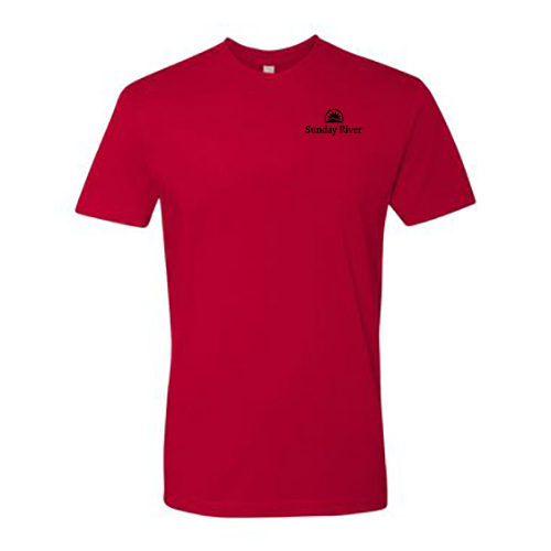 Sunday River Adult T-Shirt Black Chest and Back Logo Red 