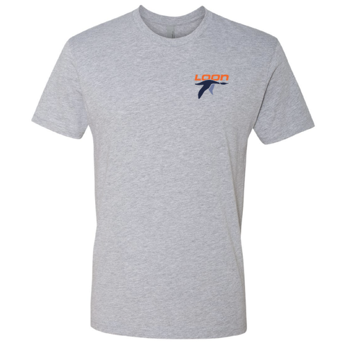 Loon Mountain Adult T-Shirt Full Color Chest and Back Logo Heather Grey