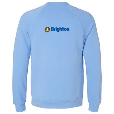 Brighton Adult Crewneck Full Color Chest and Back Logo Carolina Blue 