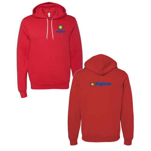 Brighton Adult Hoodie Full Color Chest and Back Logo Red 