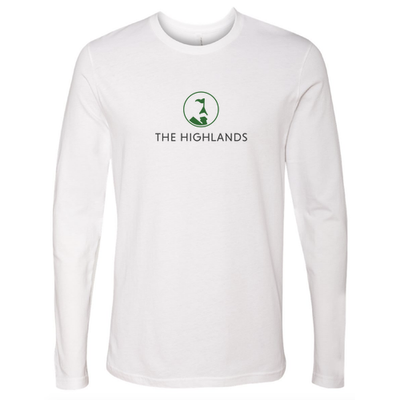 The Highlands Adult Long Sleeve Full Color Chest Logo White 