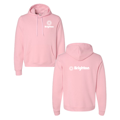 Brighton Adult Hoodie White Chest and Back Logo Pink 