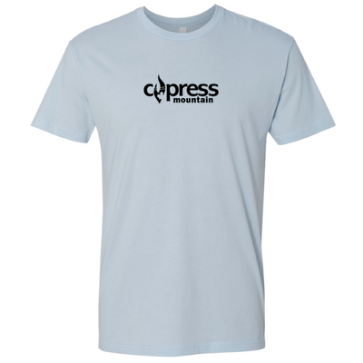 Cypress Adult T-Shirt Black Chest Logo Light Blue 