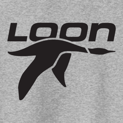 Loon Mountain Adult Hoodie Black Chest Logo Athletic Heather