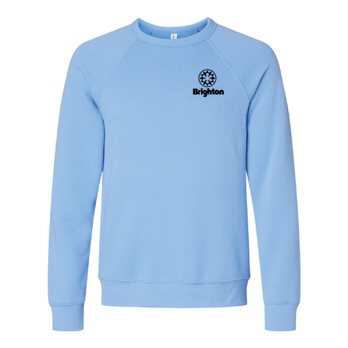 Brighton Adult Crewneck Black Chest and Back Logo Carolina Blue 