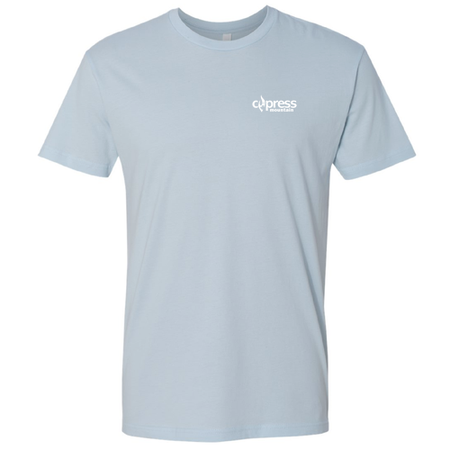 Cypress Adult T-Shirt White Chest and Back Logo Light Blue 