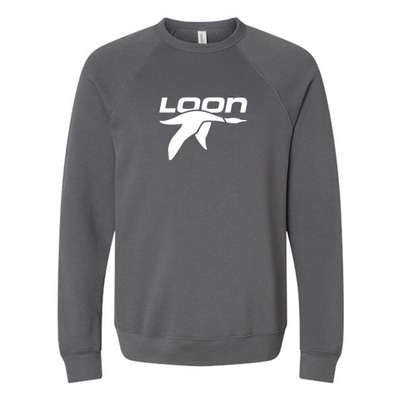 Loon Mountain Adult Crewneck White Chest Logo Asphalt