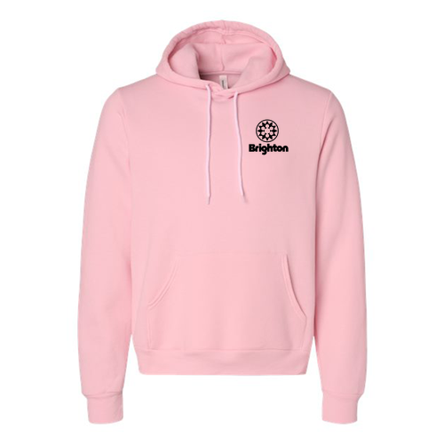 Brighton Adult Hoodie Black Chest and Back Logo Pink 