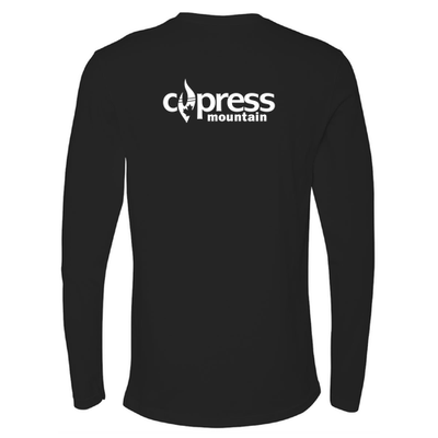 Cypress Adult Long Sleeve White Chest and Back Logo Black 