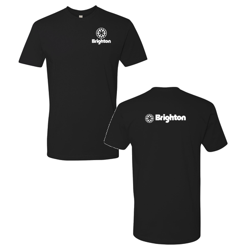 Brighton Adult T-Shirt White Chest and Back Logo Black 