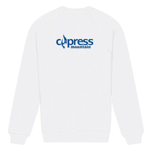 Cypress Adult Crewneck Blue Chest and Back Logo White 