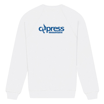 Cypress Adult Crewneck Blue Chest and Back Logo White 