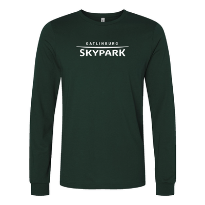 Gatlinburg SkyPark Adult Long Sleeve White Chest Logo Forest