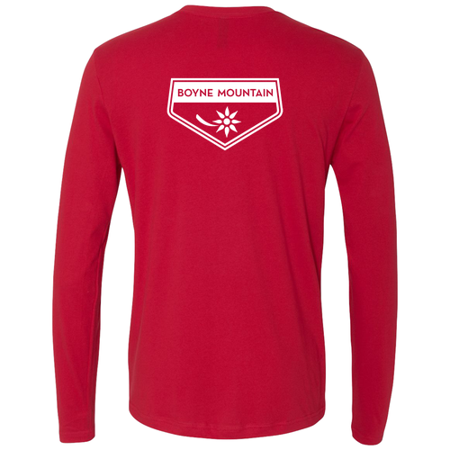 Boyne Mountain Adult Long Sleeve White Chest and Back Logo Red 