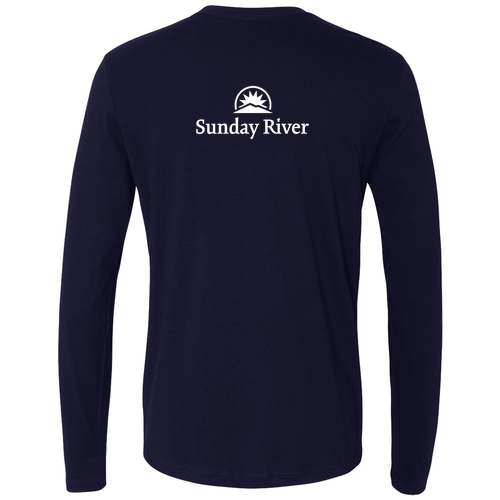 Sunday River Adult Long Sleeve White Chest and Back Logo Midnight Navy 