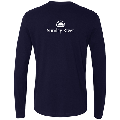 Sunday River Adult Long Sleeve White Chest and Back Logo Midnight Navy 