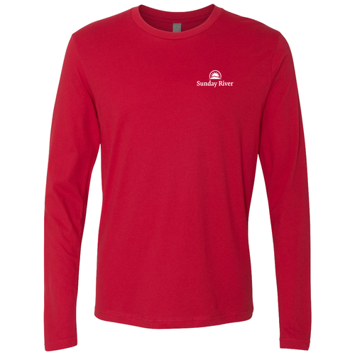 Sunday River Adult Long Sleeve White Chest and Back Logo Red 