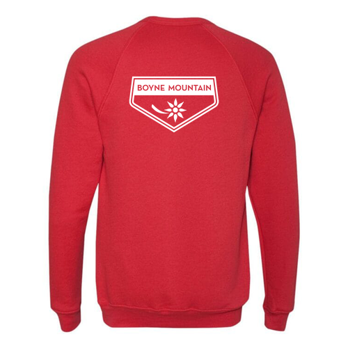 Boyne Mountain Adult Crewneck White Chest and Back Logo Red 