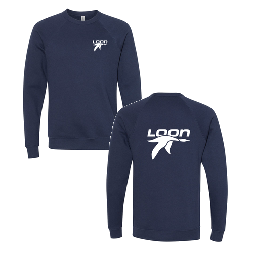 Loon Mountain Adult Crewneck White Chest and Back Logo Navy