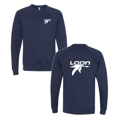 Loon Mountain Adult Crewneck White Chest and Back Logo Navy