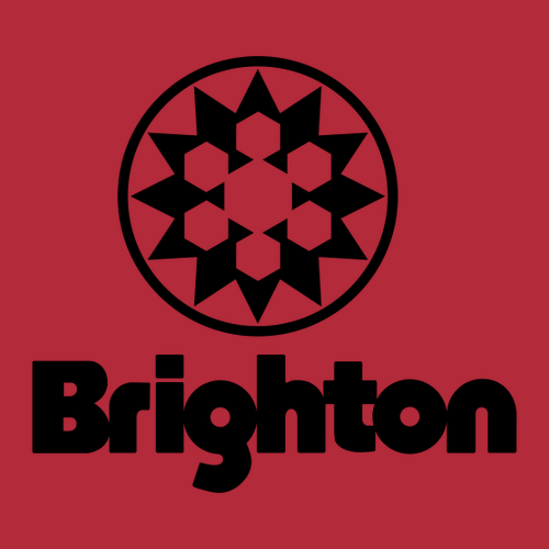 Brighton Adult Crewneck Black Chest and Back Logo Red 