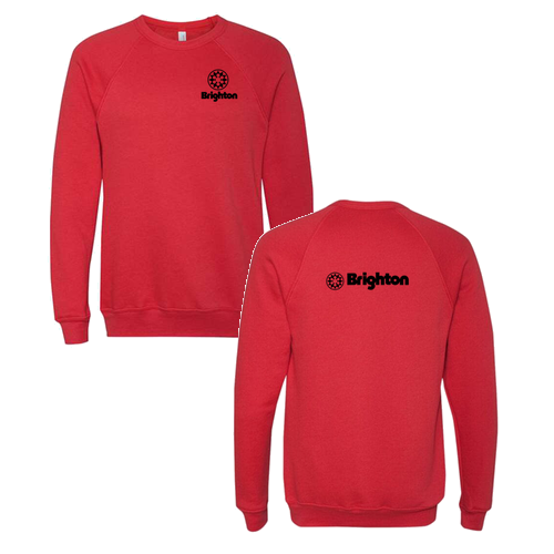 Brighton Adult Crewneck Black Chest and Back Logo Red 