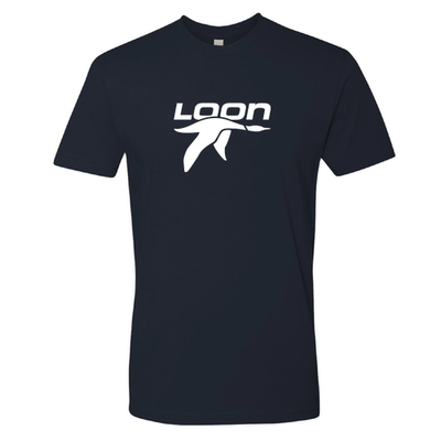 Loon Mountain Adult T-Shirt White Chest Logo Midnight Navy