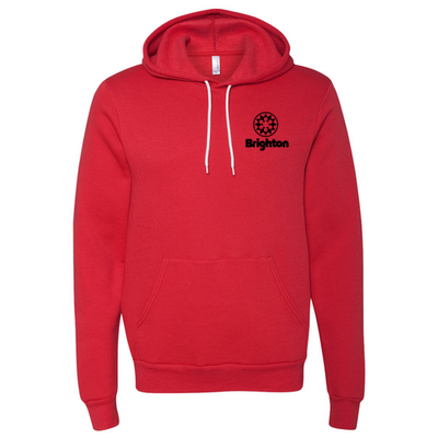 Brighton Adult Hoodie Black Chest and Back Logo Red 