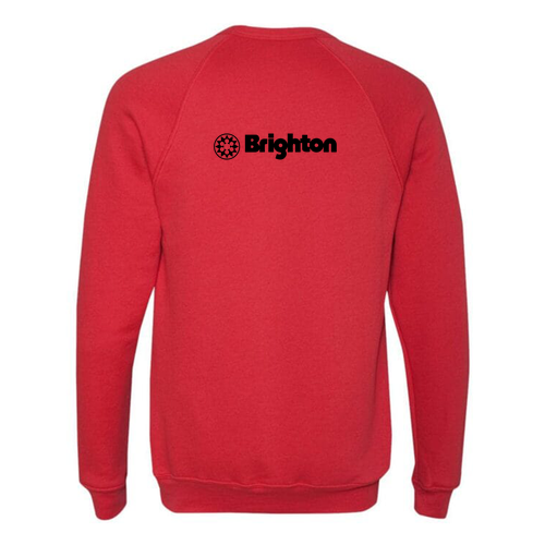 Brighton Adult Crewneck Black Chest and Back Logo Red 