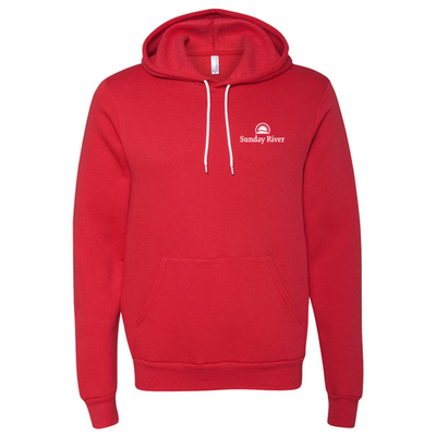 Sunday River Adult Hoodie White Chest and Back Logo Red 