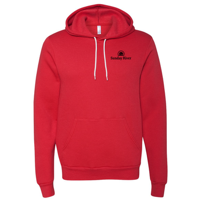 Sunday River Adult Hoodie Black Chest and Back Logo Red 