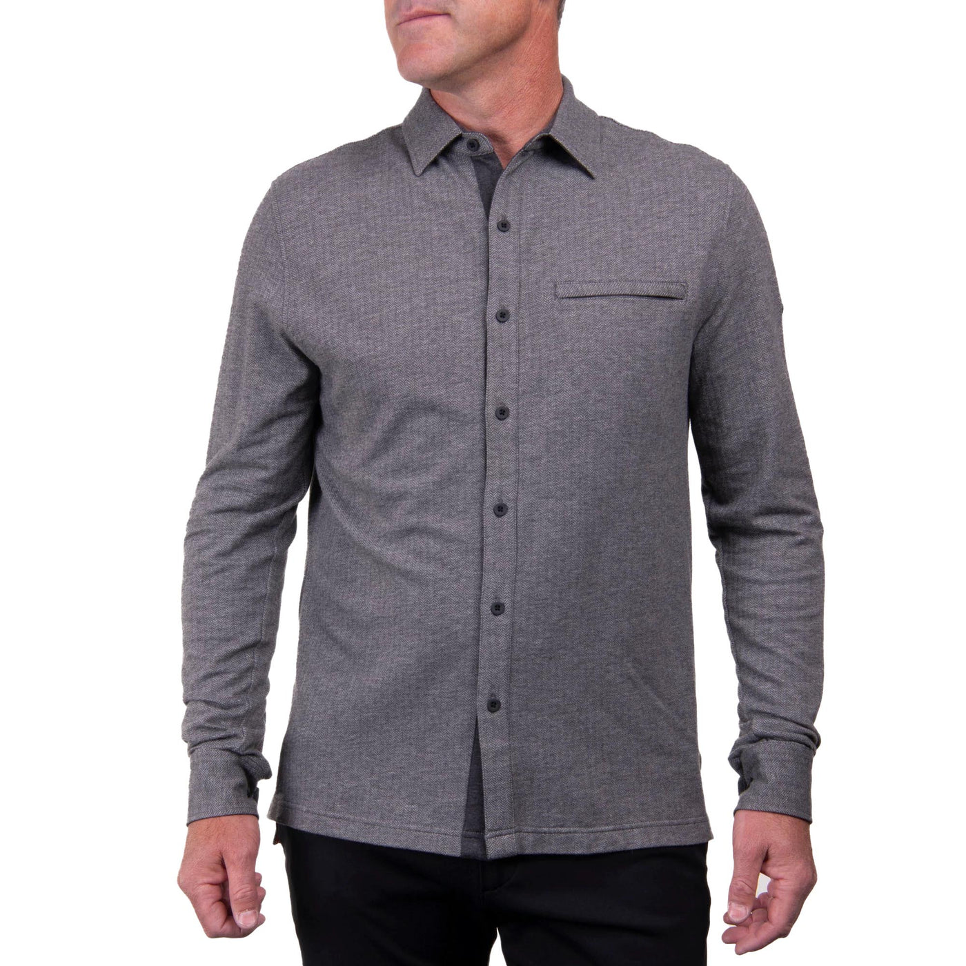 KJUS Men's Inverness Texture Shirt 2025 STEEL GREY/PEWTER