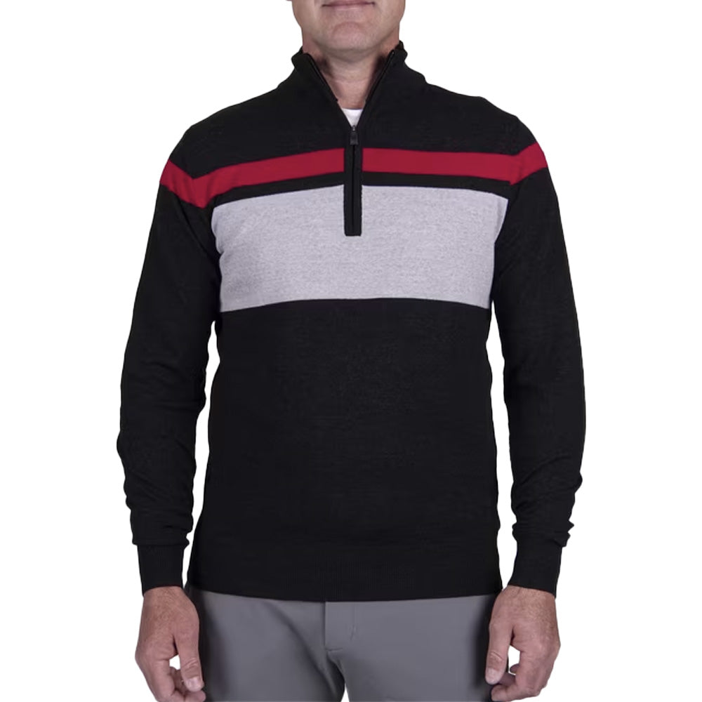 KJUS Men's Stripe Sweater Half Zip 2024 BLACK