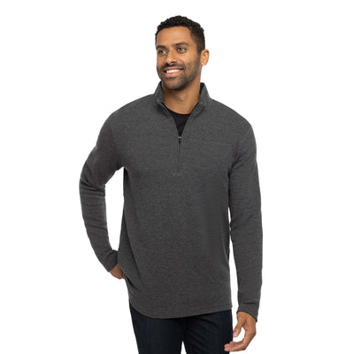 TravisMathew Men's Cloud Waffle 1/4 Zip Pullover 2023 CHA CHARCOAL