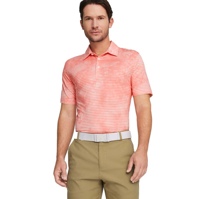 PUMA PUMA MEN'S CLOUDSPUN DYE STRIPE POLO FLAMINGO PINK