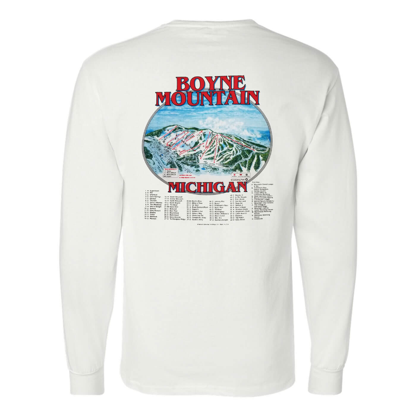 Boyne Mountain Full Color Trailmap Long Sleeve Tee 