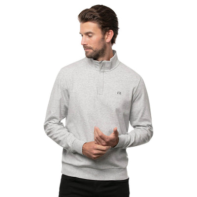 TravisMathew Men's Cloud Quarter Zip 2.0 Fleece HEATHER LIGHT GREY