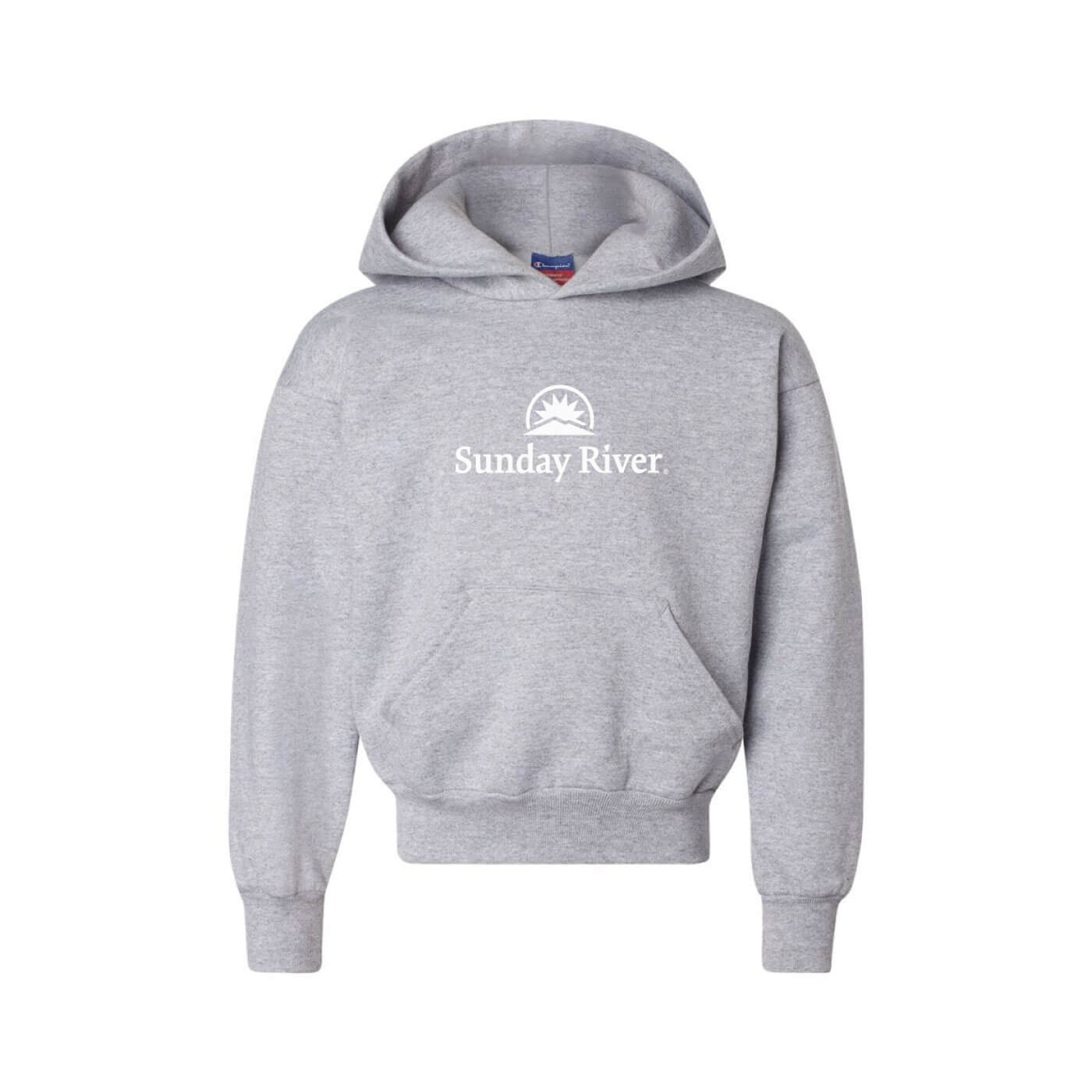 Sunday River Logo Youth Powerblend Hoodie HEATHERED GRY