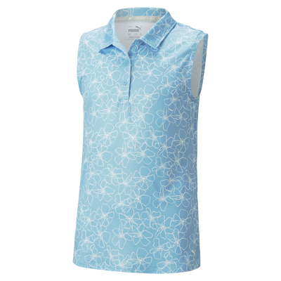 Puma Girl's Cloudspun Island Sleeveless Golf Polo Shirt 2023 DAY DREAM HEATHER