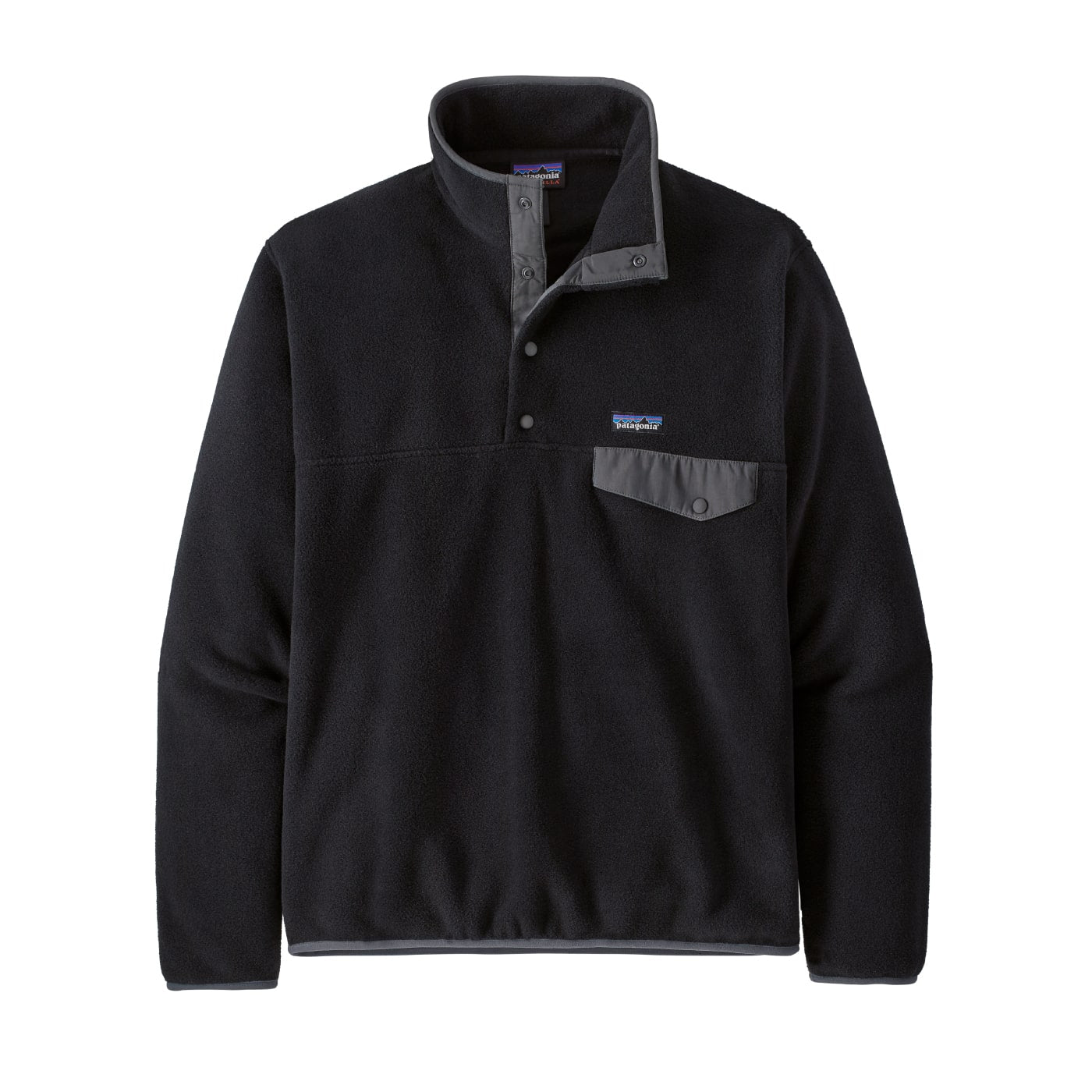 Patagonia Men's Lightweight Synchilla® Snap-T® Fleece Pullover BLACK W/FORGE GREY