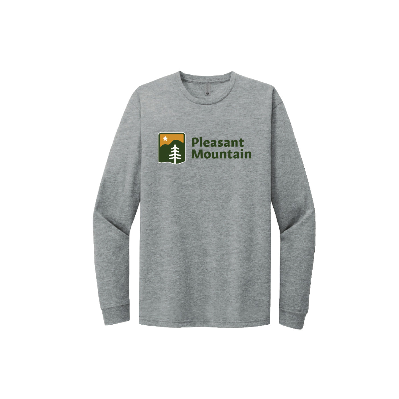 Pleasant Mountain Long Sleeve T-Shirt Front Color Logo HTHR GRAY